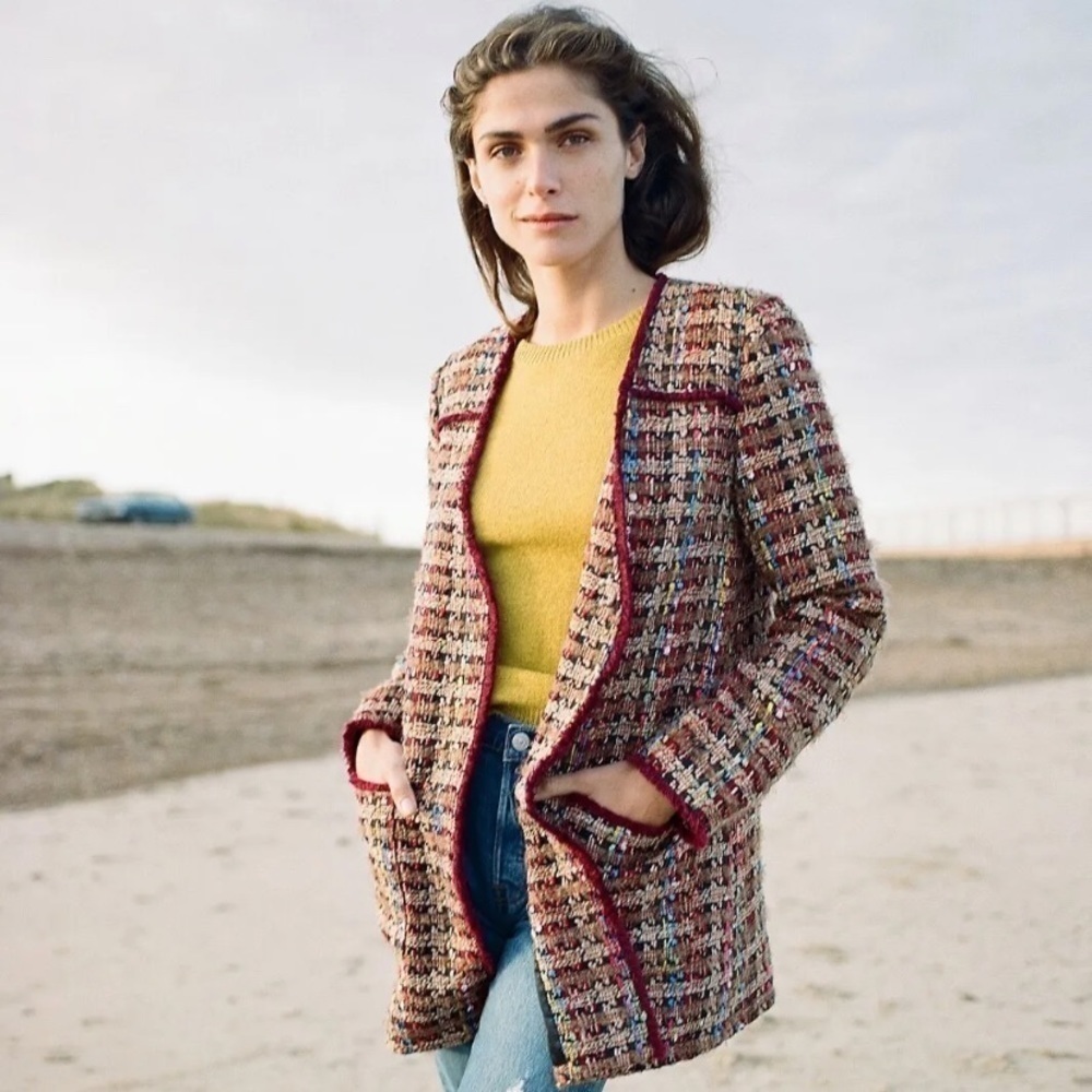 Anthropologie Ett Twa Harlequin Tweed Blazer